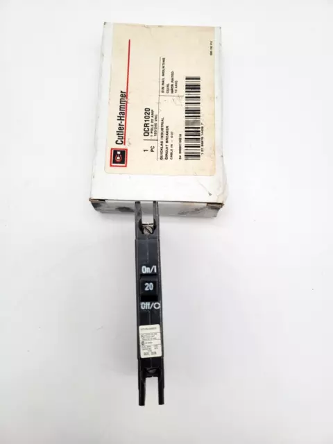 Cutler-Hammer QCR1020 Circuit Breaker 20 Amp 240 VAC 1 Pole DIN Rail Mount NOS