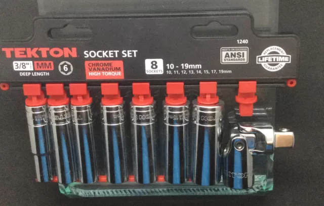 TEKTON 3/8-Inch Drive Deep Socket Set Metric Cr-V 10 mm - 17 mm 7-Sockets | 1240