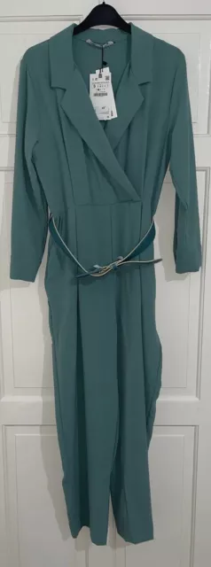 ZARA SS22 TUTA Con Cintura Lunga Verde Mare Con Collo A V Crossover Taglia S EUR 36 07 PicClick IT