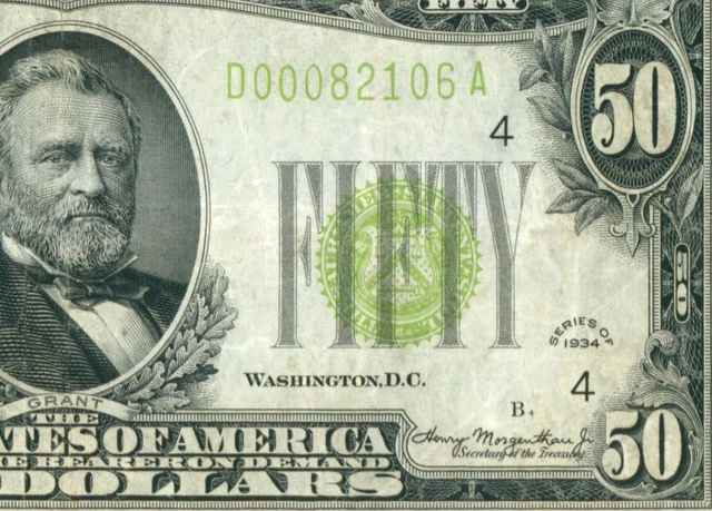 $50 1934 LGS LIME ((LIGHT GREEN SEAL)) Federal Reserve Note CURRENCY AUCTIONS