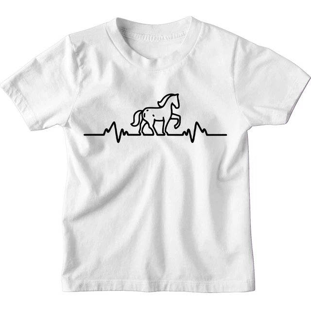 Horse Rider Riding Heart beat pulse Kids Boys Girls T-Shirt | Screen Printed