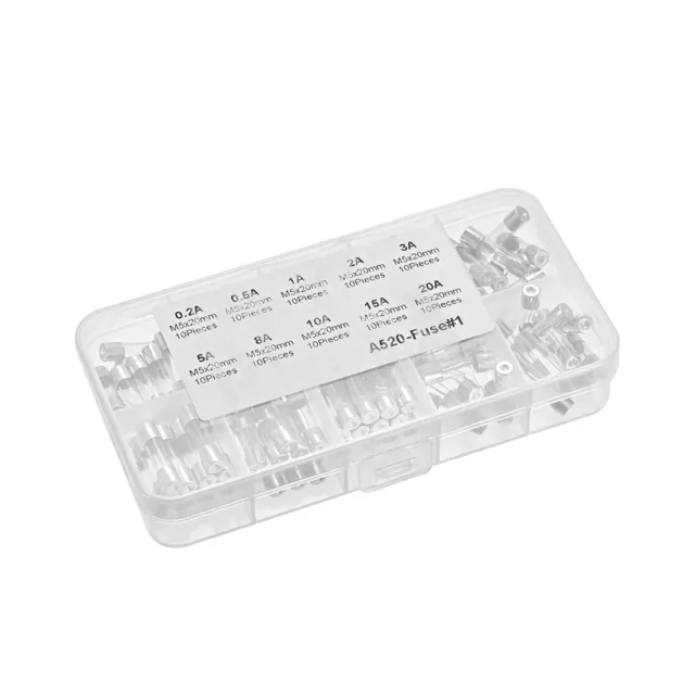 10 Type Coup Lent Verre Cartouche Tube Temps Retard Fusible Kits 250V 1Sets