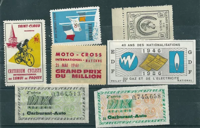 Lot de 7  vignettes divers