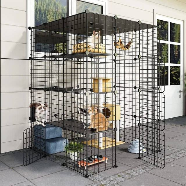 OUTDOOR HOUSE CAGE Pet Enclosure Wooden Catio Large Dog with Indoor for