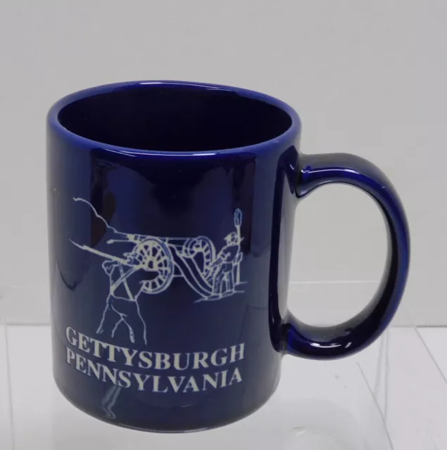 Vintage Souvenir mug, "Gettysburg, PA", embossed, Dark Blue With White Graphics