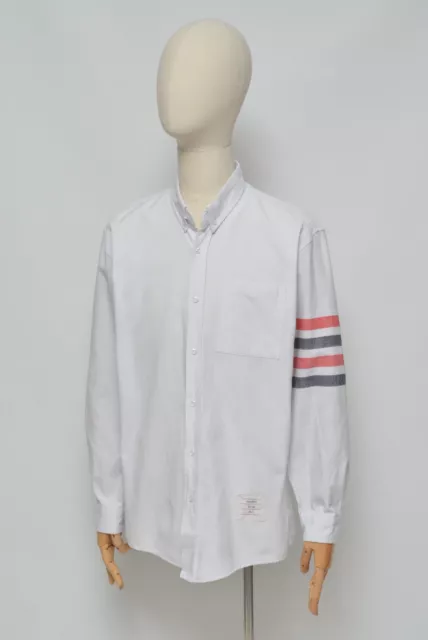 THOM BROWNE Men's White Cotton 4 Bar Long Sleeve Shirt Size 5 Made in Japan