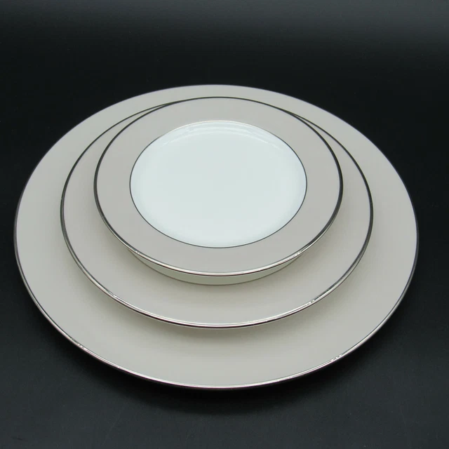 Lenox Federal Platinum Frost Plates, 3 Pcs: Dinner Bread Salad, Fine Bone China