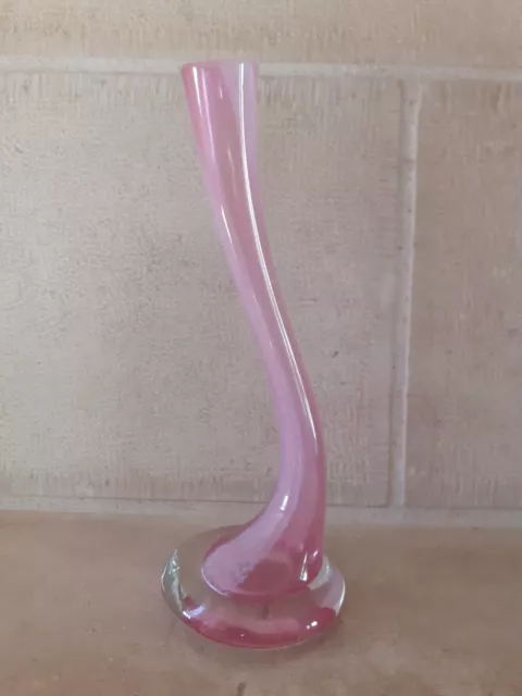 Vase Soliflore verre soufflé rose signé JM GAUTHIER