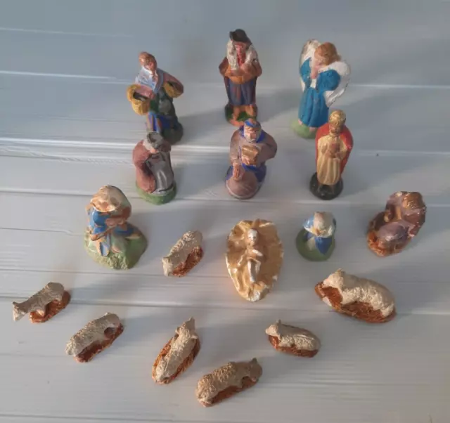 17 ANCIENS SANTONS Et Animaux De La Ferme Pour Creche De Noel EUR 16,00