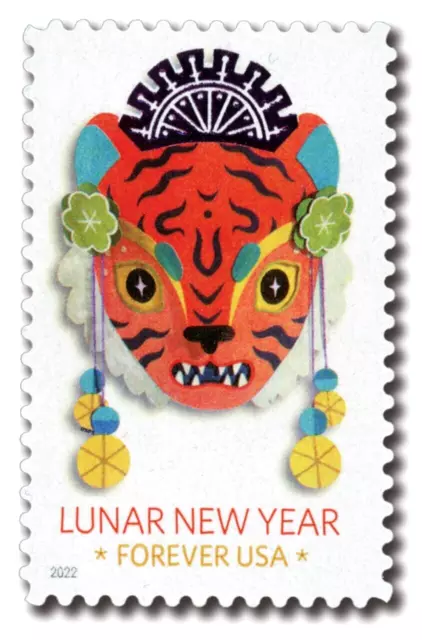 USPS Unused Forever Postage Stamps Sheet of 20 2022 Year of the Tiger Scott 5662