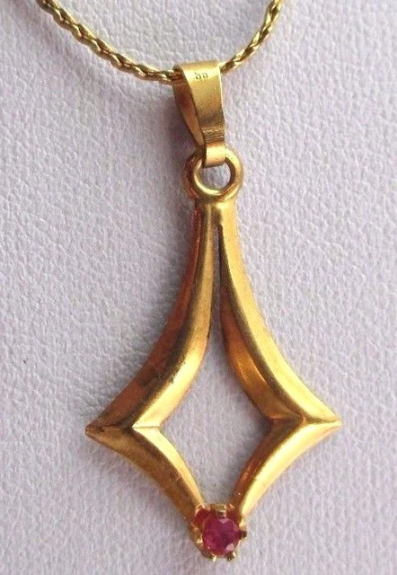 Pendentif Croix Ancienne Plaqué Or Avec Cristal - Occasion, Patine D'usage, Bijou Vintage