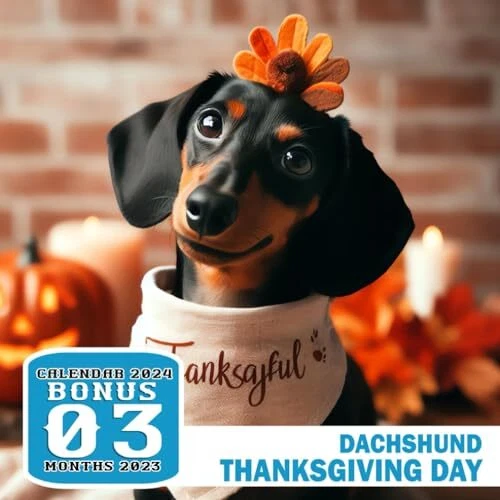 DACHSHUND THANKSGIVING DAY Calendar 2024 Jan 2024 to Dec 2024 Bonus 3