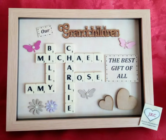 GRANDCHILDREN FRAME Personalised Scrabble Gift Picture Keepsake GRANDPARENT