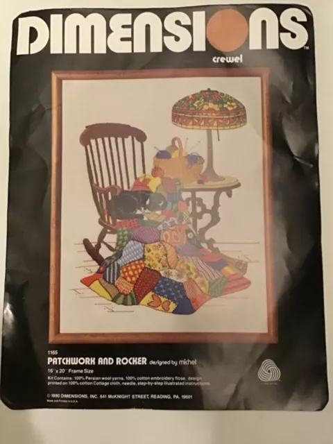 Dimensions Crewel Kit. Patchwork And Rocker. Opened. Unused 16” x  20”