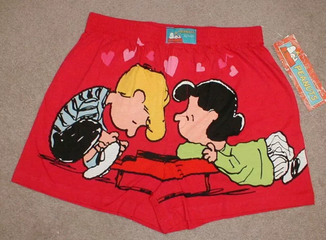 Peanuts Schroeder & Lucy Valentines Boxer Shorts 'Be My Valentine' Small New