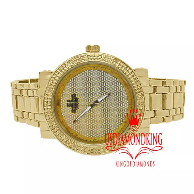 Real Diamond Dial 14K Yellow Gold Finish Jo Rodeo Jojino Mens Metal Band Watch