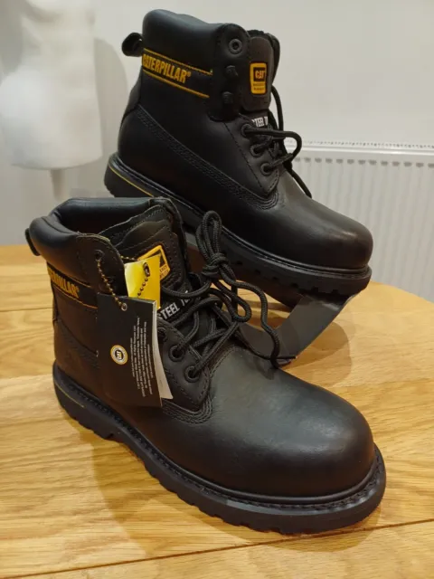 CAT Caterpillar HOLTON SB Safety Steel Toe Work Boots Black Men's Size 7 UK.