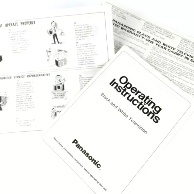 User Manual for Panasonic TR-882 Black & White Solid State Television TV Safety