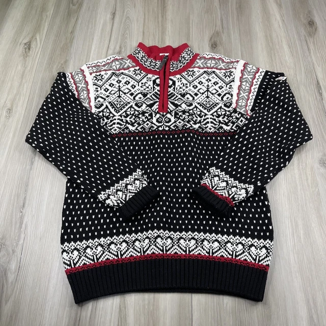 Icewear Iceland Sweater Wool Fair Isle 1/4 Zip Cotton Mens Size S Small