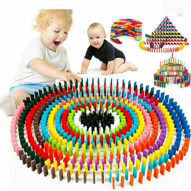 480/960/1200 Stk Dominosteine bunte Bausteine Bauklötze Holzklötze Kinder Domino