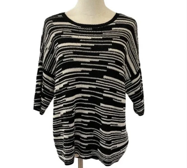 Eileen Fisher Organic Linen blend Cutout-Back Knit Top size M oversized