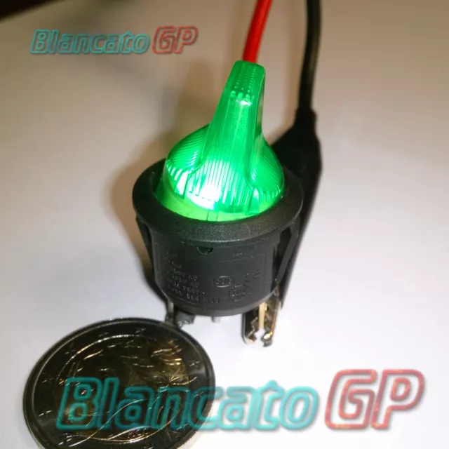 INTERRUTTORE a BILANCIERE ILLUMINATO 12V VERDE ON-OFF auto moto camper