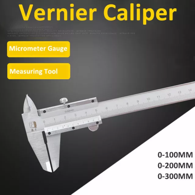 Vernier Caliper Gauge Micrometer Stainless Steel Measuring Tool 150/200/300mm