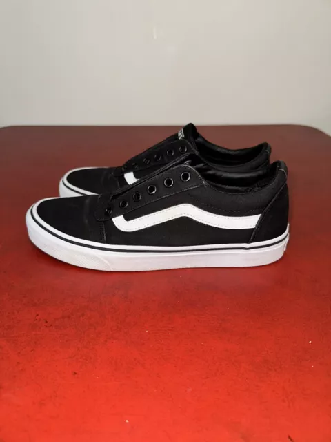 VANS Black & White Classic Low Top Shoes Size Womens 9.5 No Laces