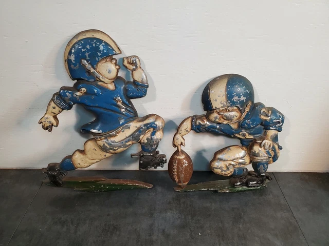 Vintage Football Players 1976 Wall Decor Boys Room Blue White Nursery Metal