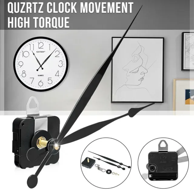 Mécanisme Horloge Quartz Mouvement Maison 56x56x16mm Noir DIY Avec Mains Neuf