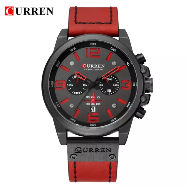 Orologio CURREN Uomo Marca Militare Orologio da polso Casual Pelle Quarzo Calendario