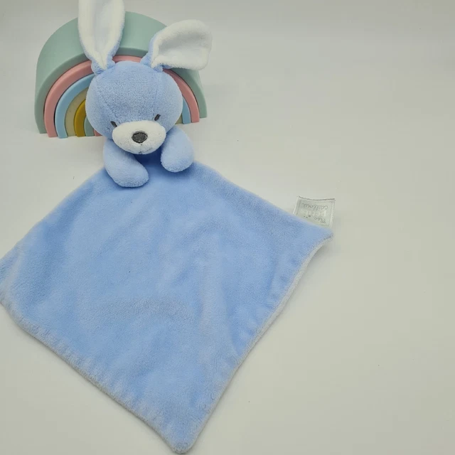 40 - Mes Petits Cailloux Doudou Plat Lapin Bleu Blanc Comme Neuf