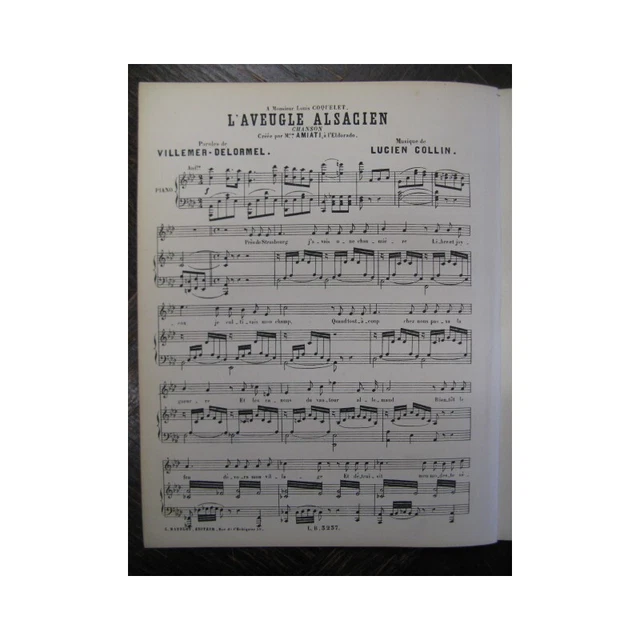 COLLIN Lucien L'Aveugle Alsacien Chant Piano XIXe 3