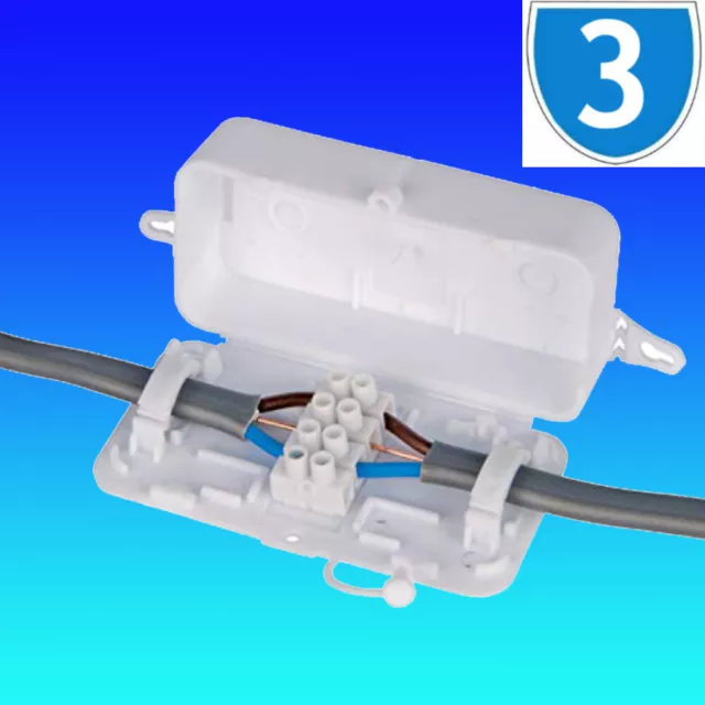 3x In Line Junction Box Wire Connector Joiner 24A 4 Pole 240V Terminal Block