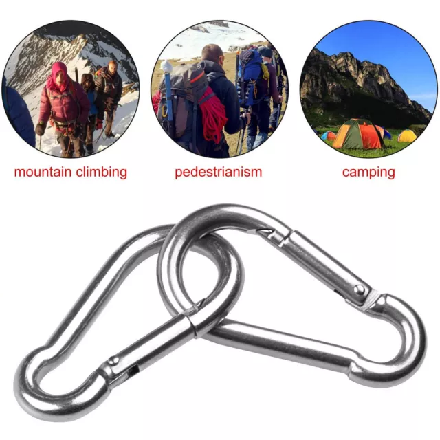 10PCS Stainless Steel Snap Hook Carabiner Ring Screw Keychain Clip for Camping