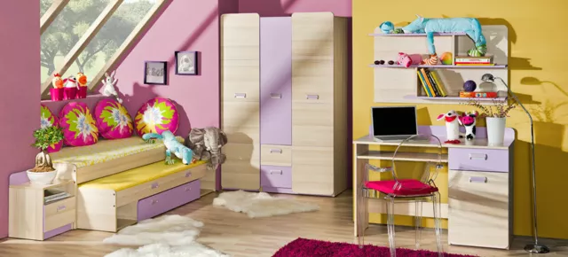 Komplett Jugendzimmer 6tlg. Kinderzimmer Bett Schreibtisch Schrank Schreibtisch