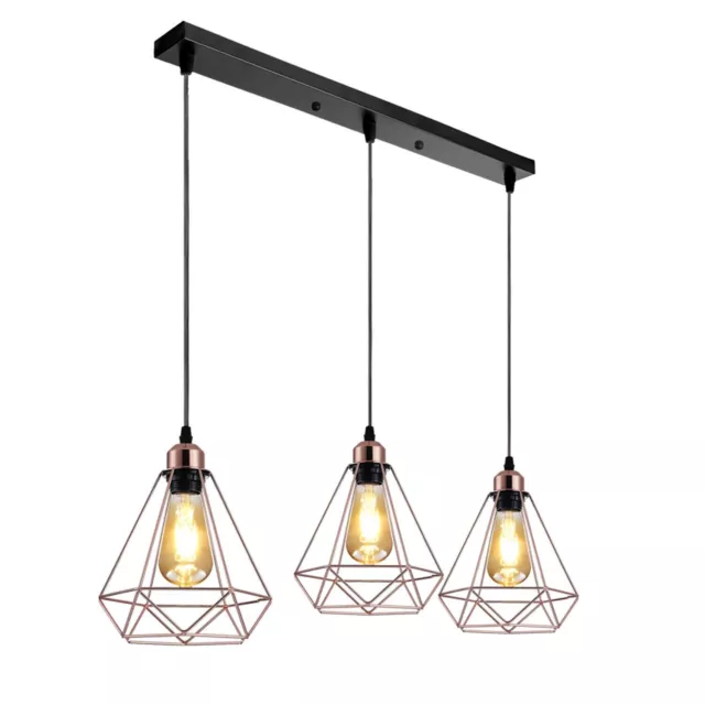 Vintage Industrial 3 Head Pendant Light Lampshade Chandelier Retro Ceiling Lamp