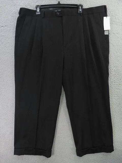 Perry Ellis Pants Mens 42x24 Gray Pleated Cuffed Straight Leg Dress Portfolio