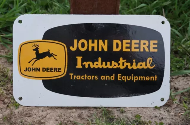 Vintage John Deere Porcelain Metal Sign Rare Dealer Tractor Sales Farm Corn Ad