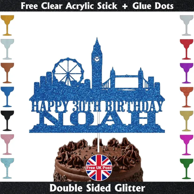 Personalisierte London City Skyline Kuchen Topper luxuriöse Geburtstagsparty Dekoration