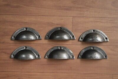 Victorian cast iron Cup cabinet drawer door knobs handles pull rustic 6 pcs