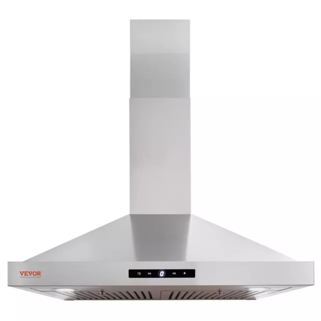 VEVOR 30" Ducted Kitchen Wall Mount Range Hood Stainless Steel 3 Speed LED Vent