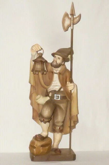 Alte geschnitzte Holzfigur Holz Schnitzerei Nachtwächter carved wood 72cm Figur