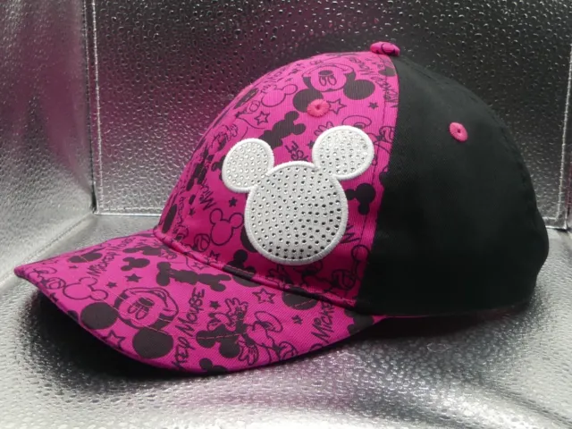 Mickey Mouse Disney Parks Youth Hat 54-58 CM V Snap Pink & Black