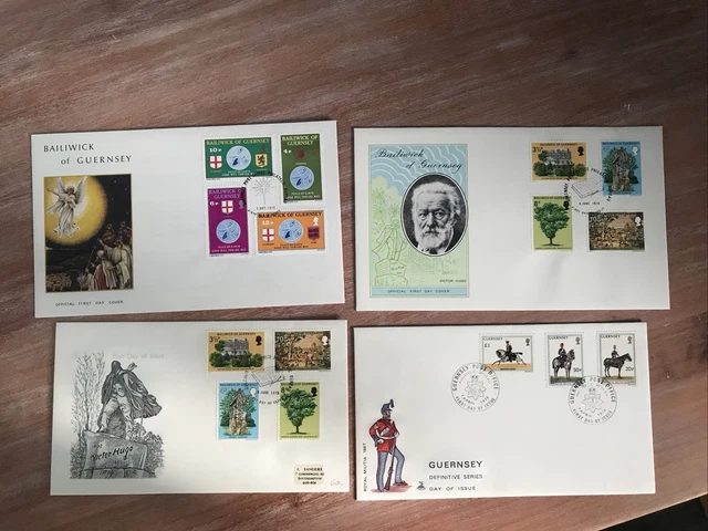 Guernsey Unaddressed Fdc ~  X 4 (Vv143)