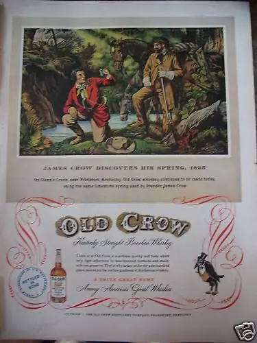 1952 Old Crow Whiskey James Crow Spring 1825 Ad