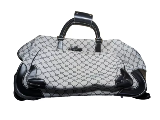 RALPH LAUREN Signature Jacquard Leather 20” Rolling Duffle Carry On Luggage Bag
