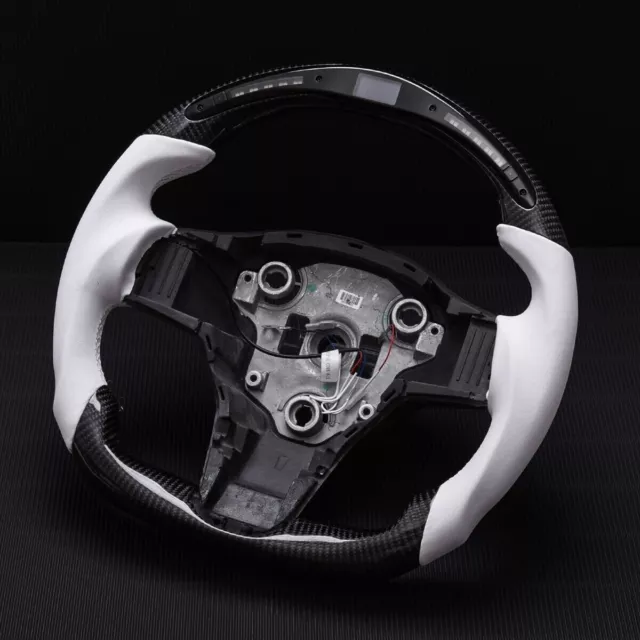 Real carbon fiber Flat Customized Sport LED W/Heated Steering Wheel Model 3/Y