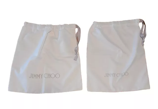 Zapatos Jimmy Choo bolsas de polvo/bolsas de viaje 14""X 14"" y 14""x 12"" lote de 2 bolsas blancas