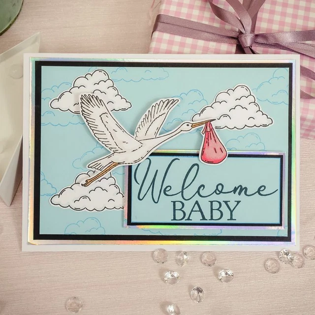 Hunkydory Welcome Baby Junge Mädchen Zwillinge Gefühl klar Stempel Set Baby Kartenherstellung 2